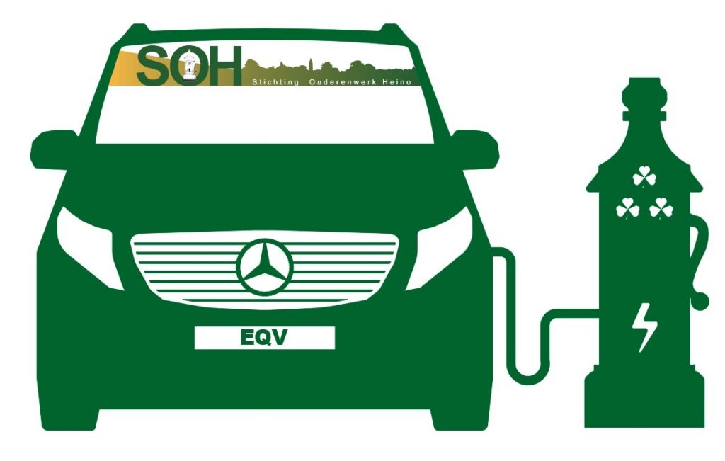 Logo electrische auto met leugenpomp